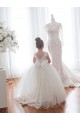 Avorio Abito da ballo Barca Tulle Pizzo Lunga Abiti da ragazza di fiori Outlet