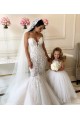 Avorio Abito da ballo Barca Tulle Pizzo Lunga Abiti da ragazza di fiori Outlet