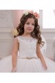 Avorio Abito da ballo Barca Tulle Pizzo Lunga Abiti da ragazza di fiori Outlet