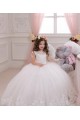 Avorio Abito da ballo Barca Tulle Pizzo Lunga Abiti da ragazza di fiori Outlet
