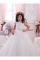 Avorio Abito da ballo Barca Tulle Pizzo Lunga Abiti da ragazza di fiori Outlet