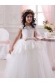 Avorio Abito da ballo Innamorato Tulle Pizzo Lunga Abiti da ragazza di fiori Outlet