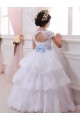 Avorio Abito da ballo Innamorato Tulle Pizzo Lunga Abiti da ragazza di fiori Outlet