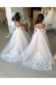 Avorio Abito da ballo Innamorato Tulle Pizzo Lunga Abiti da ragazza di fiori Outlet