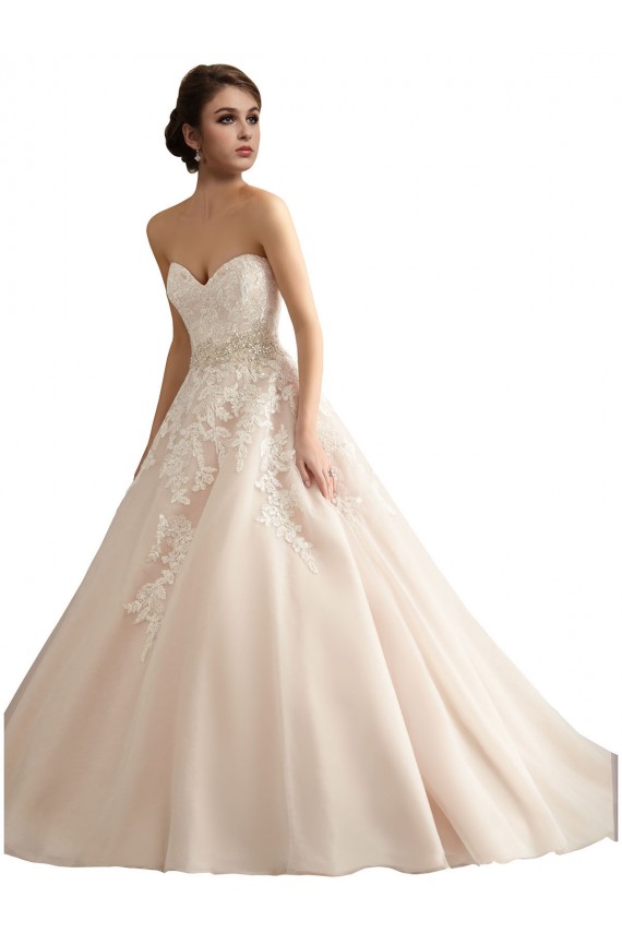 Avorio & Champagne Abito da ballo Scollatura a V Cattedrale di treno Tulle Pizzo Abiti da sposa Outlet