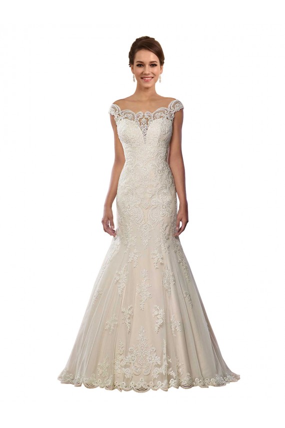 Avorio & Champagne Stile sirena Pizzo Boho Abiti da sposa Outlet