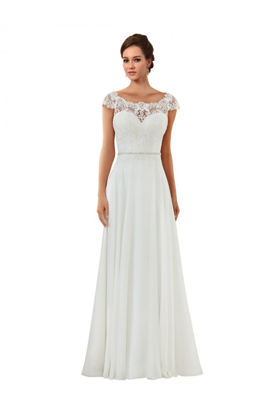 Avorio Linea A Barca Chiffona Classico Abiti da sposa Outlet