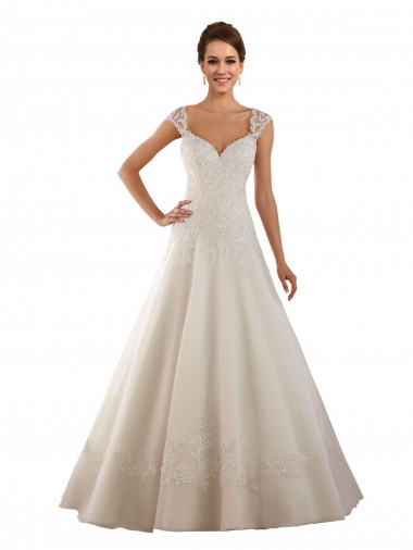 Avorio Linea A Innamorato Pizzo Abiti da sposa Outlet