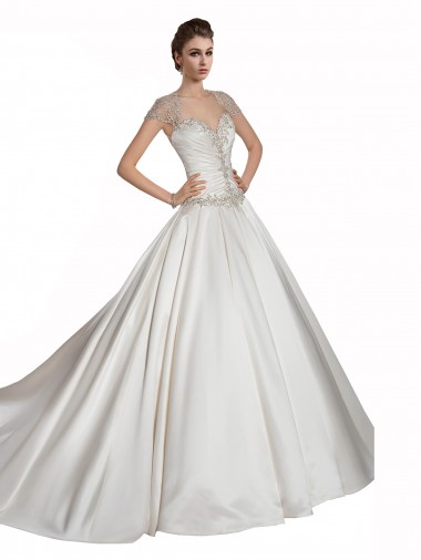 Avorio Linea A Innamorato Raso Abiti da sposa Outlet