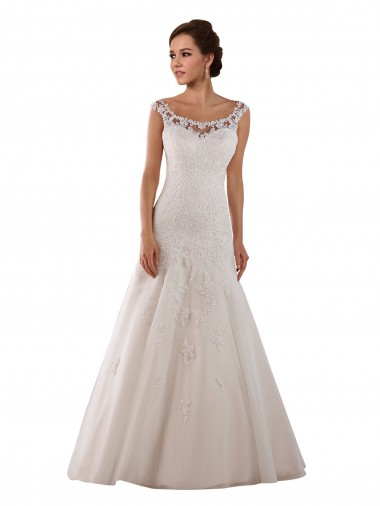 Avorio Linea A Scoop Tulle Abiti da sposa Outlet