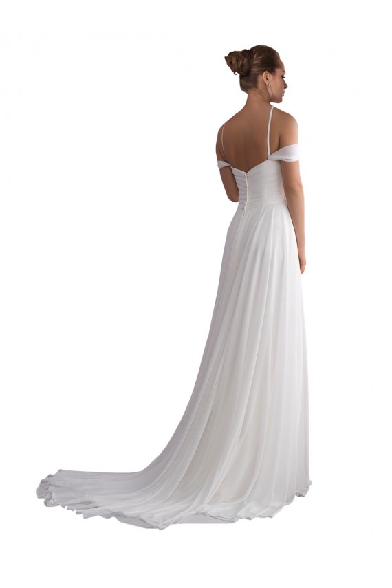 Avorio Linea A Sweep treno Chiffona Spiaggia Abiti da sposa Outlet