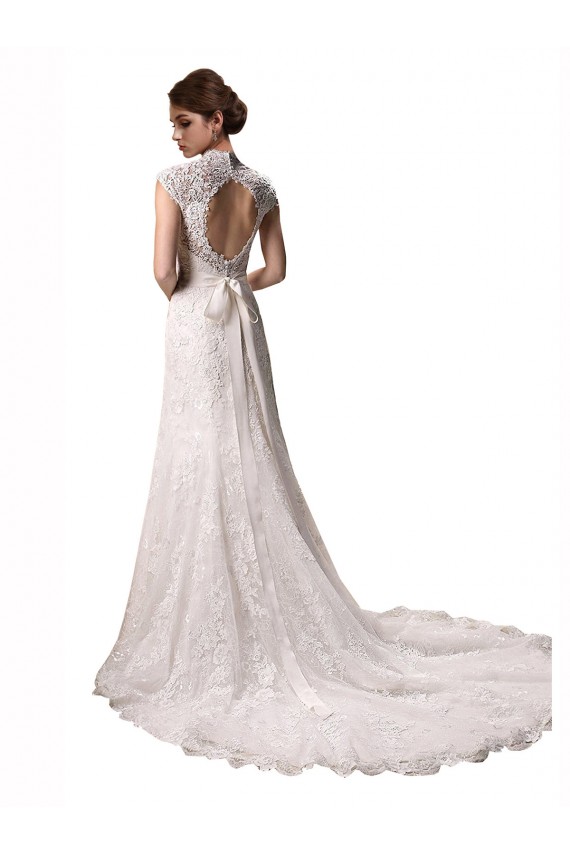 Avorio Stile sirena Capestro Scollatura a V Pizzo Abiti da sposa Outlet