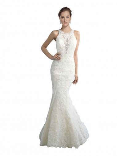 Avorio Stile sirena Illusione Tulle Spiaggia Abiti da sposa Outlet