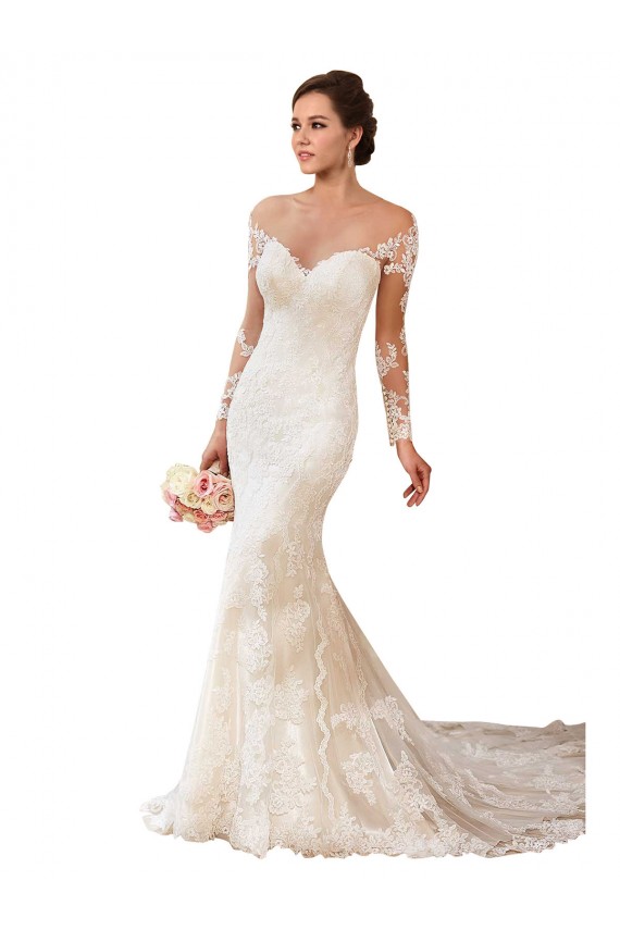 Avorio Stile sirena Innamorato Pizzo Abiti da sposa Outlet