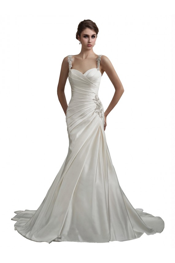 Avorio Stile sirena Innamorato Raso Spiaggia Abiti da sposa Outlet