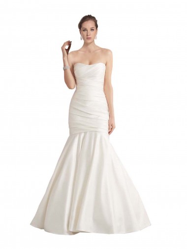 Avorio Stile sirena Senza spalline Raso Spiaggia Abiti da sposa Outlet