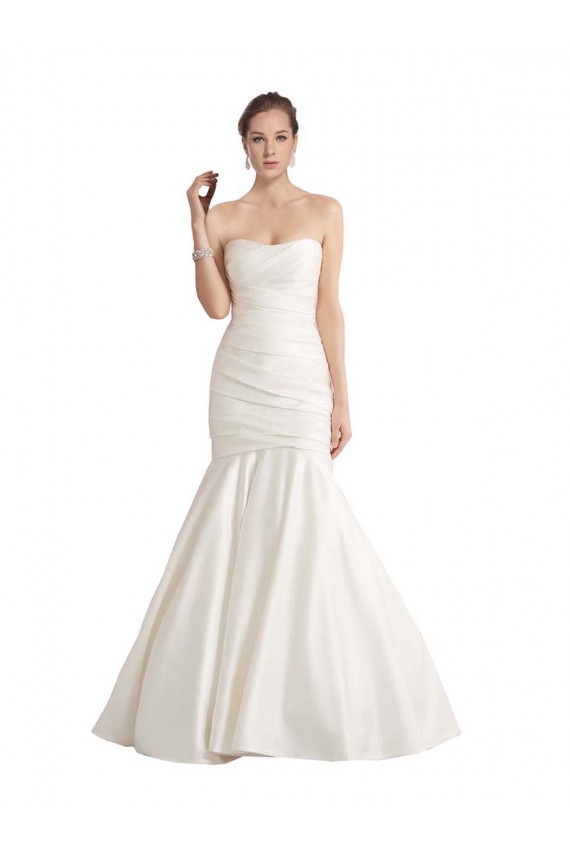 Avorio Stile sirena Senza spalline Raso Spiaggia Abiti da sposa Outlet