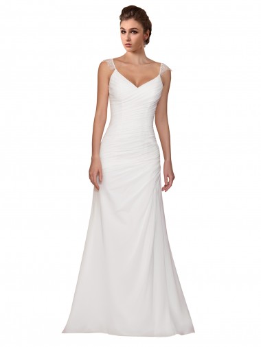 Avorio Tubino Scollatura a V Chiffona Abiti da sposa Outlet