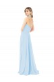 Azzurro cielo Linea A Capestro Alto Collo Chiffona Lunga Abiti da damigella donore Outlet