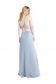 Azzurro cielo Linea A Capestro Chiffona Lunga Abiti da damigella donore Outlet