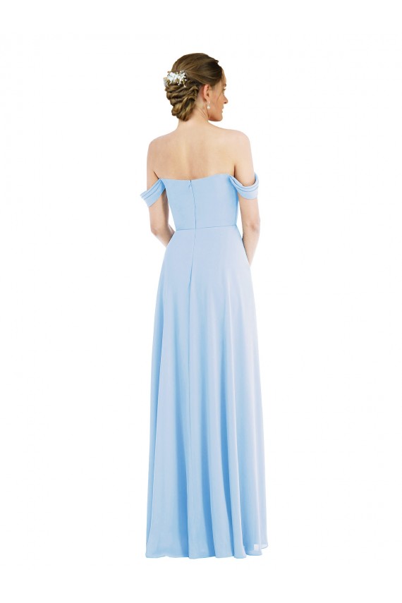 Azzurro cielo Linea A Chiffona Lunga Formali Abiti da damigella donore / Abiti da sera Outlet