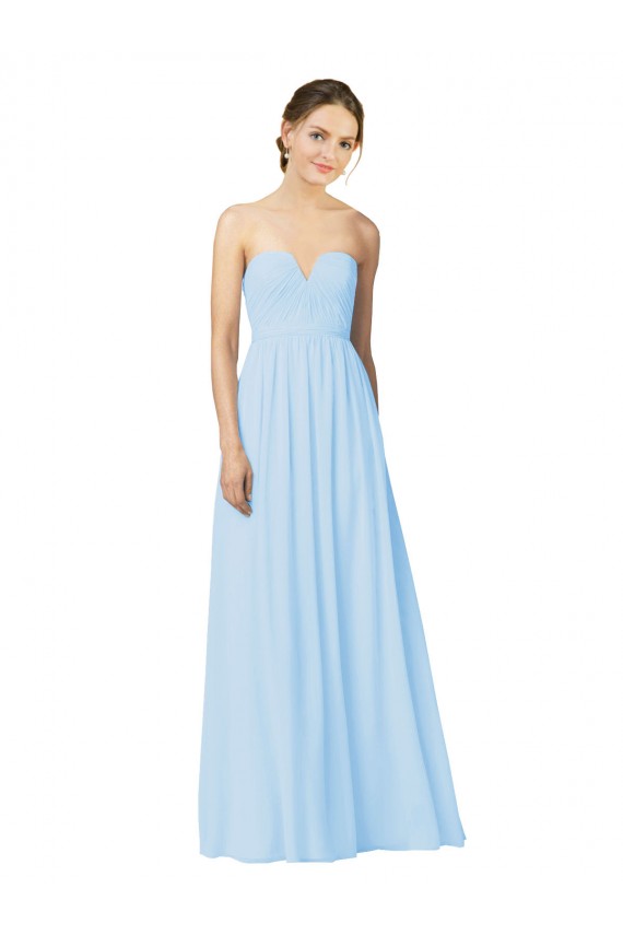 Azzurro cielo Linea A Innamorato Chiffona Lunga Abiti da damigella donore Outlet