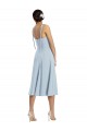 Azzurro cielo Linea A Innamorato Midi Crespo Elastico Corto Abiti da damigella donore / Abiti da ballo / Abiti da cocktail Outlet