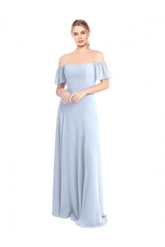 Azzurro cielo Linea A Piazza Chiffona Lunga Abiti da damigella donore Outlet