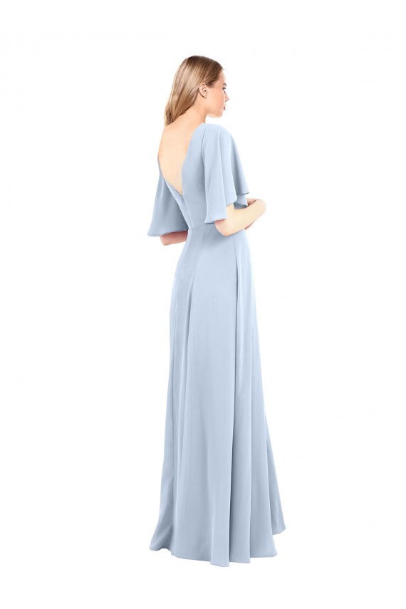 Azzurro cielo Linea A Scollatura a V Chiffona Lunga Abiti da damigella donore Outlet