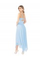 Azzurro cielo Linea A Scollatura a V Midi Chiffona Corto Abiti da damigella donore / Abiti da cocktail Outlet