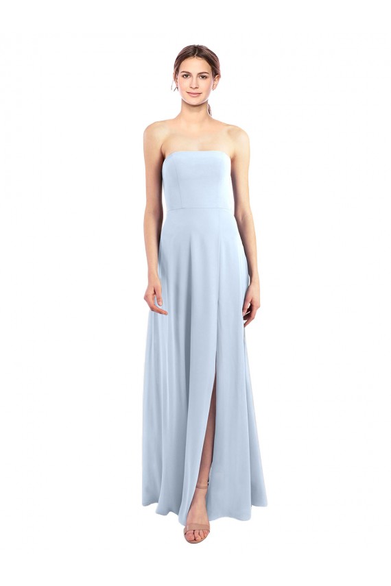 Azzurro cielo Linea A Senza spalline Chiffona Lunga Abiti da damigella donore Outlet