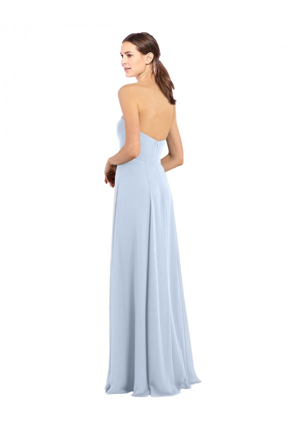 Azzurro cielo Linea A Senza spalline Chiffona Lunga Abiti da damigella donore Outlet