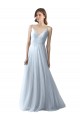 Azzurro cielo Linea A Sottili Scollatura a V Tulle Lunga Abiti da damigella donore Outlet