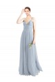 Azzurro cielo Linea A Sottili Scollatura a V Tulle Lunga Abiti da damigella donore Outlet