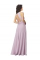 Bagliore rosa Linea A Capestro Alto Collo Chiffona Lunga Abiti da damigella donore Outlet