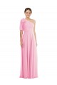 Barely rosa Tromba Una spalla Chiffona Lunga Abiti da damigella donore Outlet
