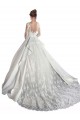 Bianco Linea A Illusione Cattedrale di treno Raso Pizzo Abiti da sposa Outlet