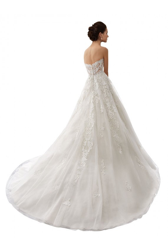 Bianco Linea A Innamorato Tulle Pizzo Abiti da sposa Outlet