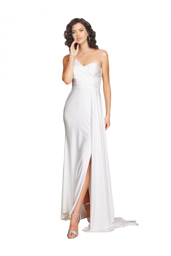 Bianco Linea A Una spalla Raso Setoso Abiti da sposa Outlet
