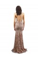 Oro rosa Stile sirena Alto Collo Crespo Elastico Paillettes Tulle Lunga Formali Abiti da damigella donore / Abiti da sera / Abiti da ballo Outlet