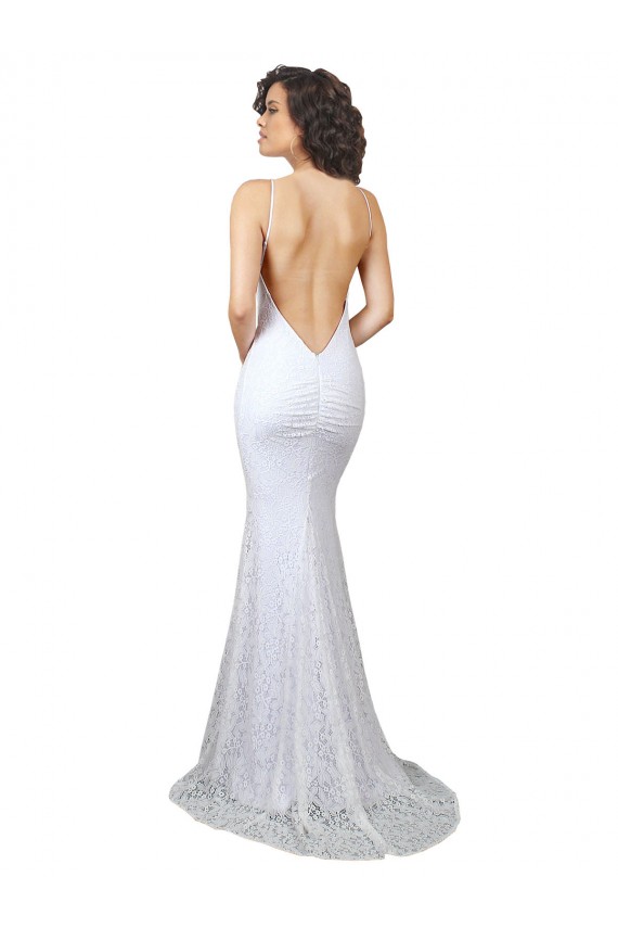 Bianco Stile sirena Alto Collo Sweep treno Pizzo Abiti da sposa Outlet