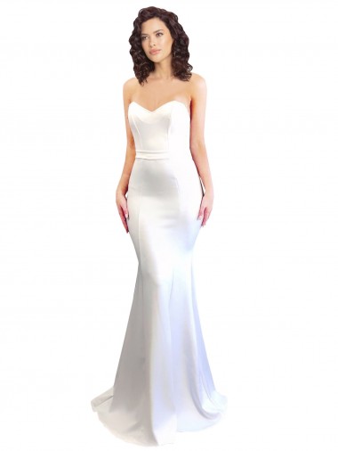 Bianco Stile sirena Innamorato Alto Collo Crespo Elastico Lunga Formali Abiti da damigella donore / Abiti da sera / Abiti da ballo Outlet
