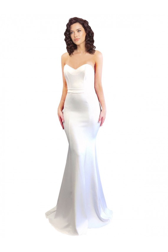 Bianco Stile sirena Innamorato Alto Collo Crespo Elastico Lunga Formali Abiti da damigella donore / Abiti da sera / Abiti da ballo Outlet