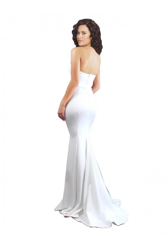 Bianco Stile sirena Innamorato Alto Collo Crespo Elastico Lunga Formali Abiti da damigella donore / Abiti da sera / Abiti da ballo Outlet