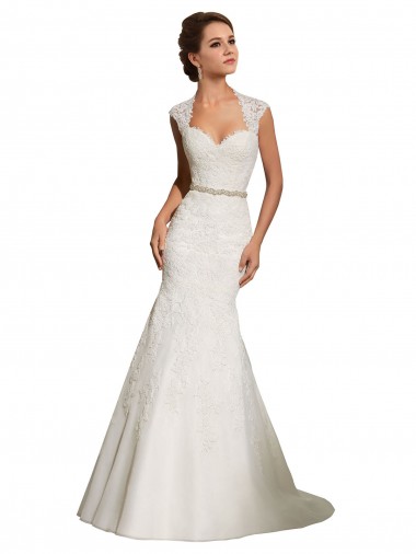 Bianco Stile sirena Innamorato Tulle Pizzo Abiti da sposa Outlet