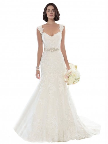 Bianco Stile sirena Pizzo Spiaggia Abiti da sposa Outlet