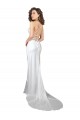 Bianco Tubino Cappuccio Sweep treno Raso Setoso Semplice Spiaggia Abiti da sposa Outlet