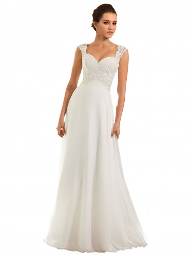 Bianco Tubino Innamorato Chiffona Pizzo Abiti da sposa Outlet