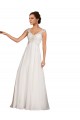 Bianco Tubino Scollatura a V Chiffona Pizzo Abiti da sposa Outlet