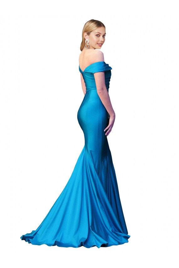 Blu Pavone Stile sirena Raso Lunga Formali Abiti da damigella donore / Abiti da sera / Abiti da ballo Outlet